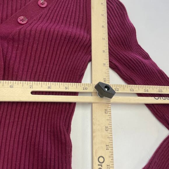 Derek Lam Sweater Womens Small Red‎ Henley Ribbed Knit Stretch V Neck - Picture 7 of 9